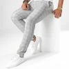 Promo 💯 Pantalon Super Skinny Fit A Carreaux 28010 Gris Détails Beige de Mackten 🛒