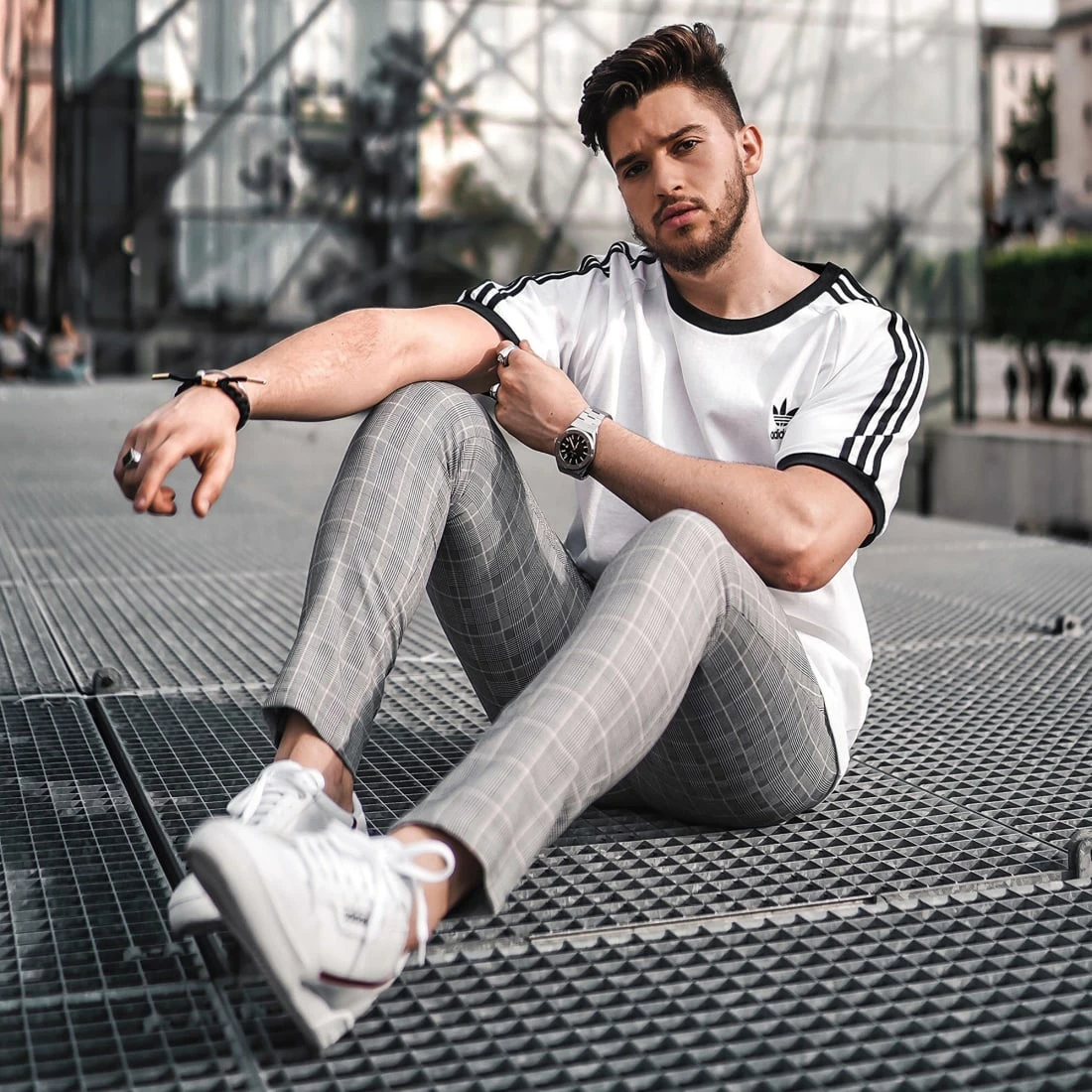 Promo 💯 Pantalon Super Skinny Fit A Carreaux 28010 Gris Détails Beige de Mackten 🛒 6 Promo 💯 Pantalon Super Skinny Fit A Carreaux 28010 Gris Détails Beige de Mackten 🛒 – Image 5