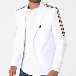Meilleur prix 😉 Veste Blazer A Bandes Paco Blanc de Mackten ✔️