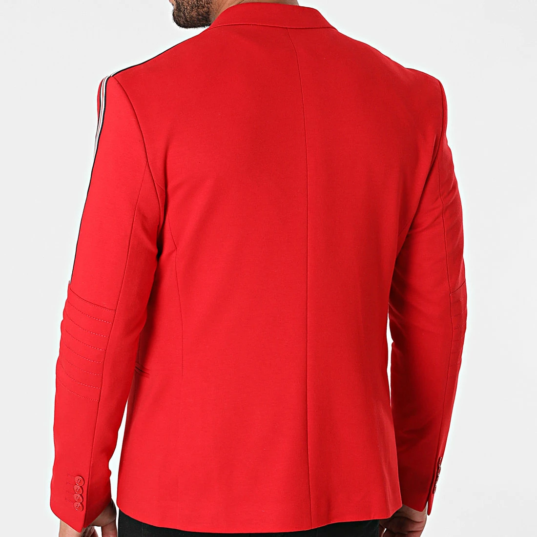 De gros ⭐ Veste Blazer A Bandes Rocco Rouge de Mackten ✨ 6 De gros ⭐ Veste Blazer A Bandes Rocco Rouge de Mackten ✨ – Image 4