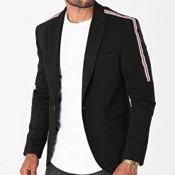 Sortie ⭐ Veste Blazer A Bandes Gino Noir de Mackten 👍