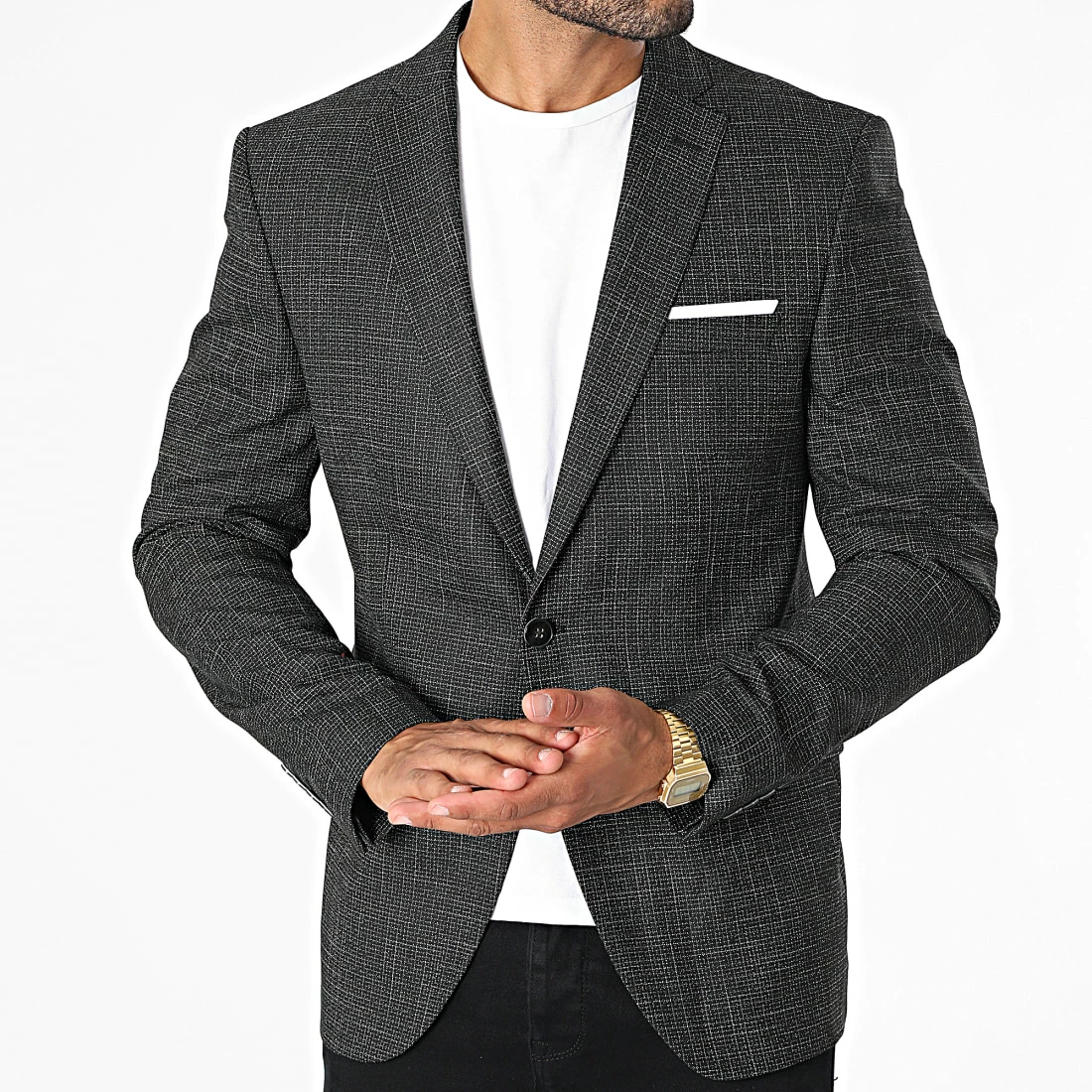 Offres 😉 Veste Blazer A Carreaux MKBL702 Gris Anthracite de Mackten 😀 5 Offres 😉 Veste Blazer A Carreaux MKBL702 Gris Anthracite de Mackten 😀 – Image 3