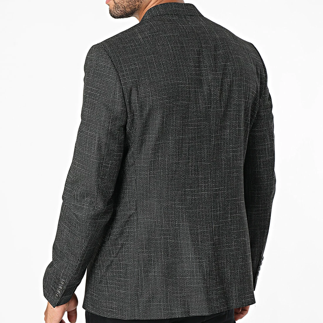 Offres 😉 Veste Blazer A Carreaux MKBL702 Gris Anthracite de Mackten 😀 6 Offres 😉 Veste Blazer A Carreaux MKBL702 Gris Anthracite de Mackten 😀 – Image 4