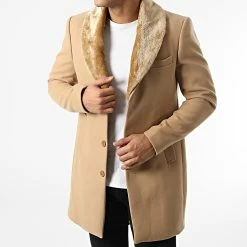 Remise ⌛ Manteaux Col Fourrure MK1041 Beige de Mackten ⌛