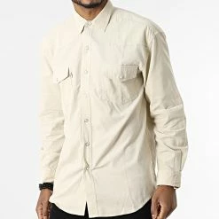 Le moins cher 😍 Chemise Manches Longues Velours VE403 Beige de Mackten 😍