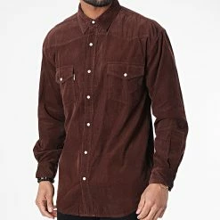 Tout neuf 🎉 Chemise Manches Longues Velours VE401 Marron Foncé de Mackten 🧨