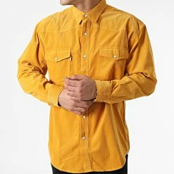 Bon marché 🛒 Chemise Manches Longues Velours VE402 Jaune Moutarde de Mackten ⭐ -Promos Mackten Magasin mackten 304848 VE402 YELLOW 20220223T140910 03