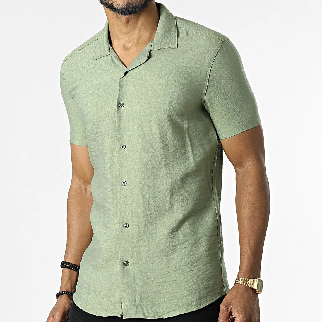 Promo 😉 Chemise Manches Courtes MC-1030 Vert Kaki de Mackten 🎉 3 Promo 😉 Chemise Manches Courtes MC-1030 Vert Kaki de Mackten 🎉