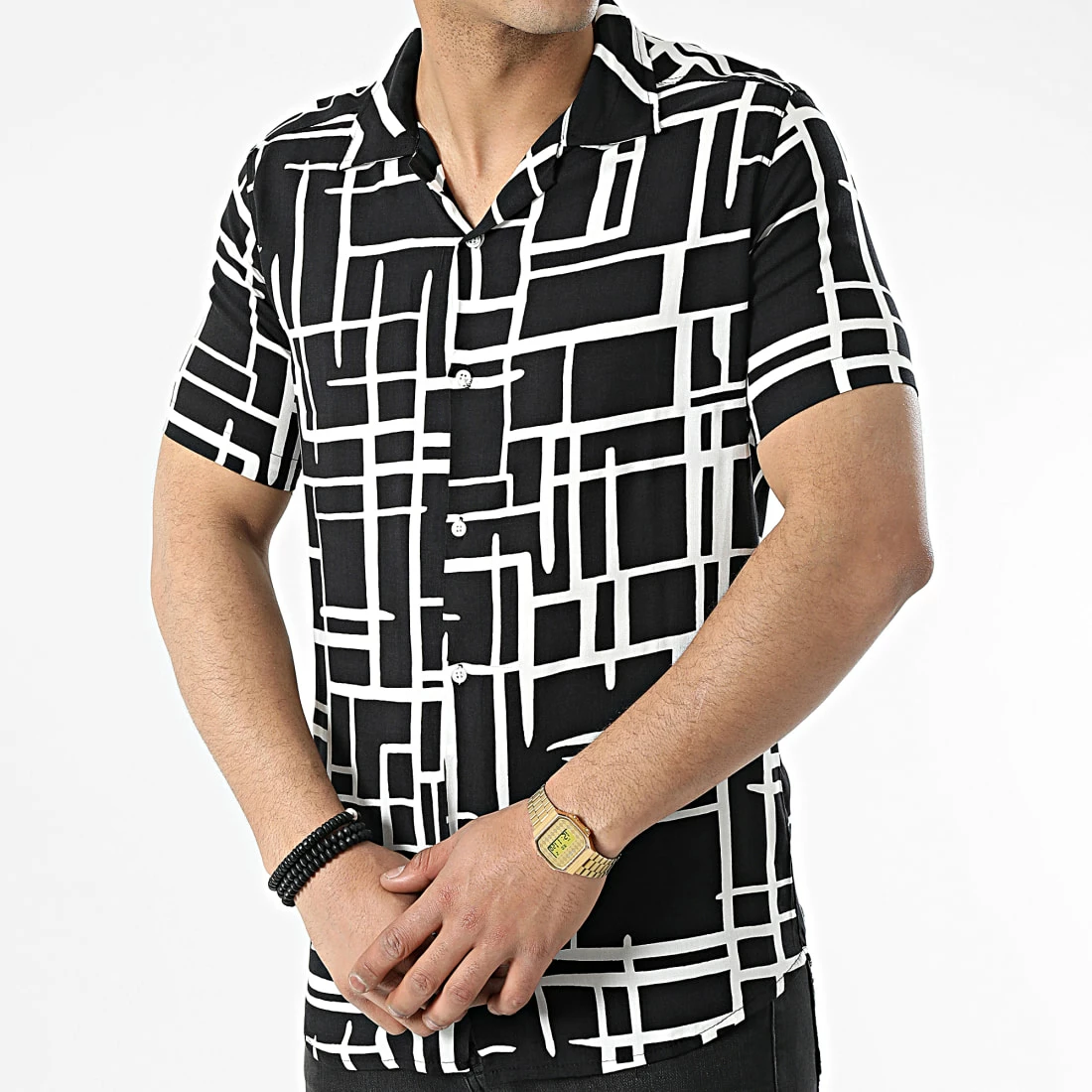 Sortie 🔔 Chemise Manches Courtes MC-1035 Noir de Mackten 🎁 5 Sortie 🔔 Chemise Manches Courtes MC-1035 Noir de Mackten 🎁 – Image 3