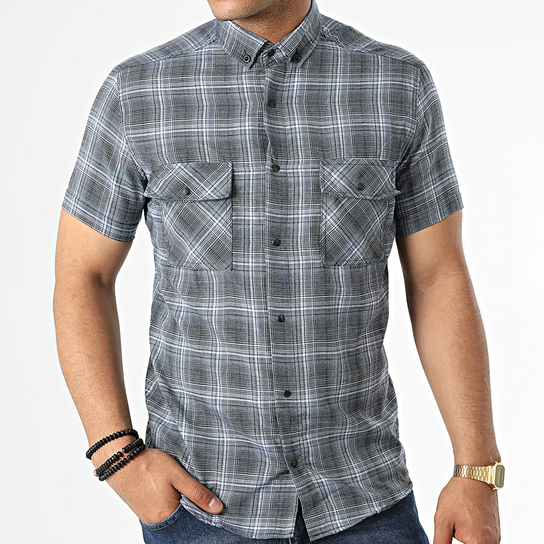 Grosses soldes 🌟 Chemise Manches Courtes A Carreaux MCC-003 Bleu Marine de Mackten 💯 5 Grosses soldes 🌟 Chemise Manches Courtes A Carreaux MCC-003 Bleu Marine de Mackten 💯 – Image 3