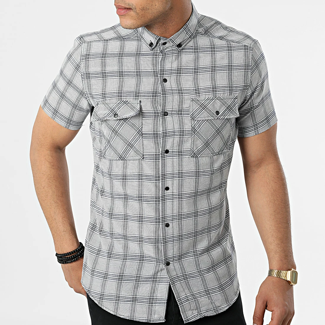 Offres ✨ Chemise Manches Courtes A Carreaux MCC-004 Gris Bleu Marine de Mackten 😉 5 Offres ✨ Chemise Manches Courtes A Carreaux MCC-004 Gris Bleu Marine de Mackten 😉 – Image 3