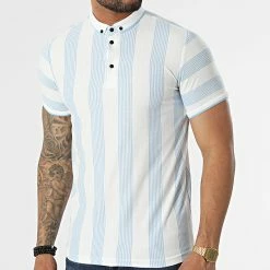 Nouveau 🤩 Polo Manches Courtes 1823 Bleu Blanc de Mackten 🎁