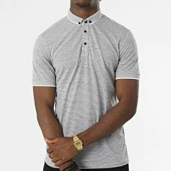 Remise 🎉 Polo Manches Courtes 1884 Gris Chiné de Mackten 🎁