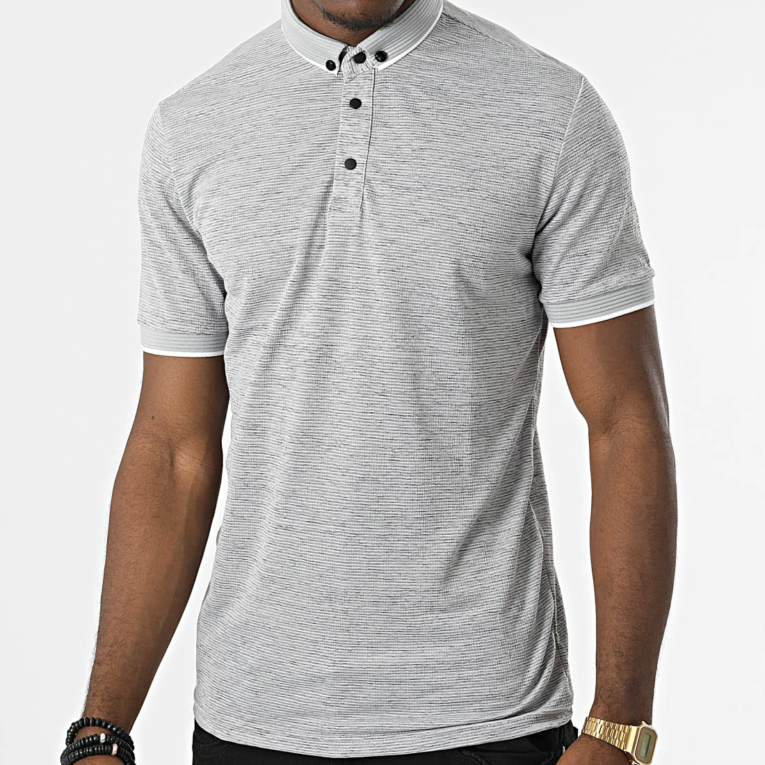 Remise 🎉 Polo Manches Courtes 1884 Gris Chiné de Mackten 🎁 5 Remise 🎉 Polo Manches Courtes 1884 Gris Chiné de Mackten 🎁 – Image 3