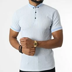 Promo 🌟 Polo Manches Courtes A Rayures 1921 Bleu Ciel Blanc de Mackten ✨ -Promos Mackten Magasin mackten 324342 1921 ECRU 20220623T162126 03