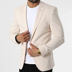Promo ⭐ Veste Blazer MKB822 Beige de Mackten ⌛