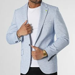 Remise 👏 Veste Blazer K018 Bleu Clair de Mackten 😉