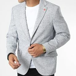 Coupon ✨ Veste Blazer K018 Gris Clair de Mackten 😀