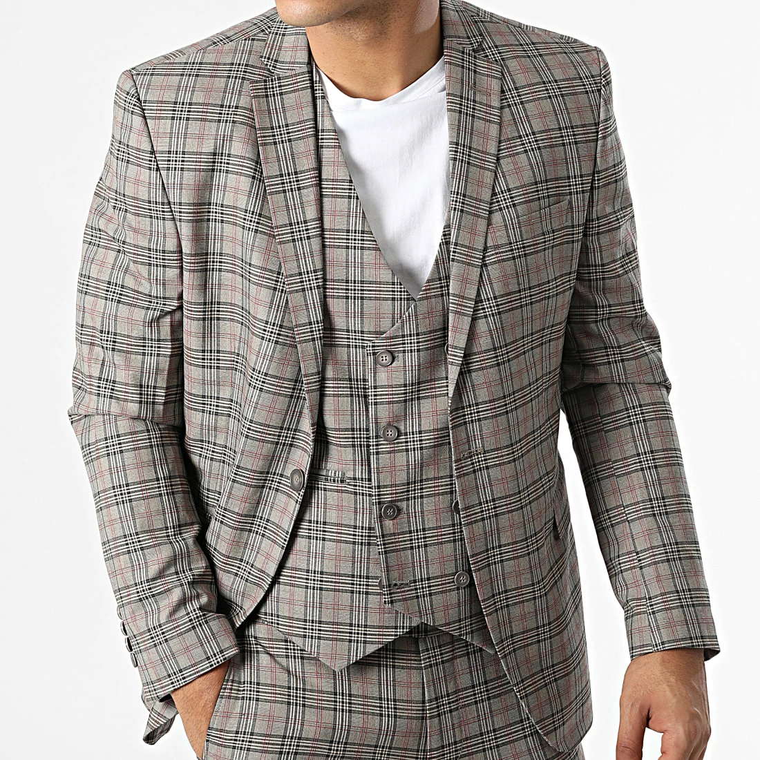 Grosses soldes 👍 Costume 3 Pièces A Carreaux 28042 Beige de Mackten 😉 4 Grosses soldes 👍 Costume 3 Pièces A Carreaux 28042 Beige de Mackten 😉 – Image 2