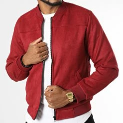 Meilleur prix 🎉 Veste Suedine MKTS04 Bordeaux de Mackten ✨