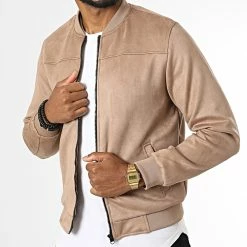 Sortie 🔥 Veste Suedine MKTS04 Beige Foncé de Mackten ❤️