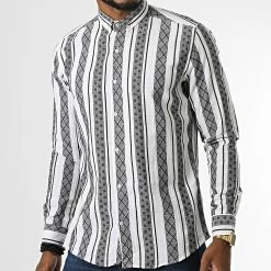 Top 10 🤩 Chemise Manches Longues A Rayures ML603 Noir Blanc de Mackten 🧨