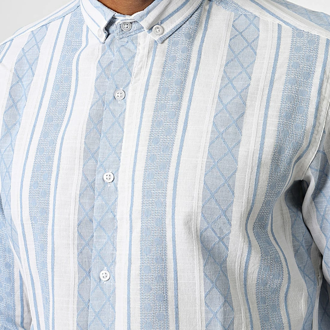 Acheter ⭐ Chemise Manches Longues A Rayures ML603 Bleu Clair Blanc de Mackten ✔️ 4 Acheter ⭐ Chemise Manches Longues A Rayures ML603 Bleu Clair Blanc de Mackten ✔️ – Image 2