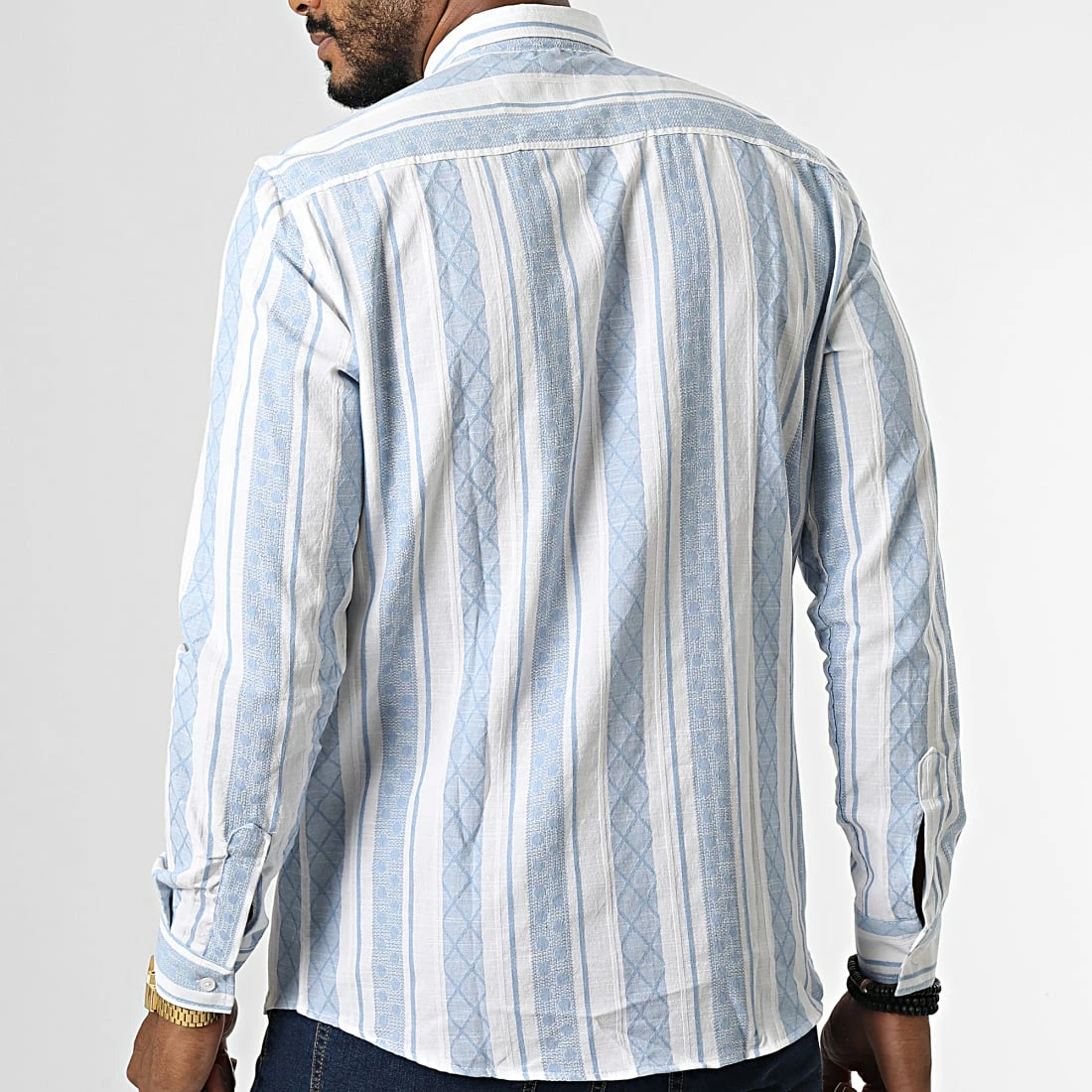 Acheter ⭐ Chemise Manches Longues A Rayures ML603 Bleu Clair Blanc de Mackten ✔️ 6 Acheter ⭐ Chemise Manches Longues A Rayures ML603 Bleu Clair Blanc de Mackten ✔️ – Image 4