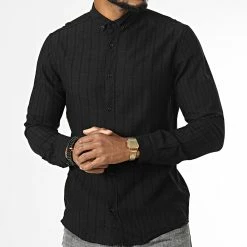 Meilleure vente 👍 Chemise Manches Longues A Rayures ML605 Noir de Mackten ✨ -Promos Mackten Magasin mackten 335064 ML605N 20220905T160947 03