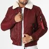 Meilleure affaire 😀 Veste Bomber Col Fourrure MKB16 Bordeaux de Mackten 🎉
