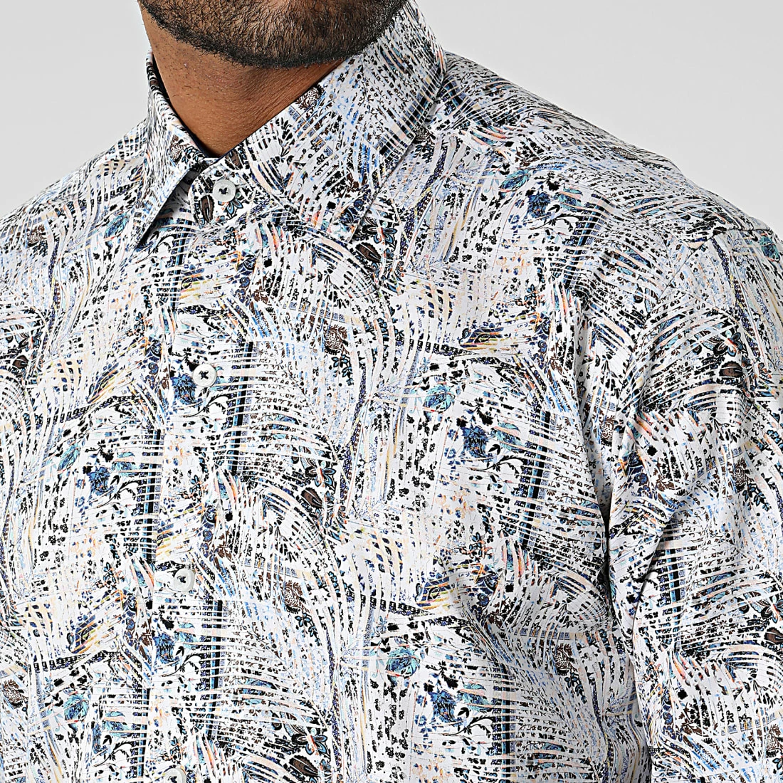 Coupon 🛒 Chemise Manches Longues Floral M6601-2 Blanc Bleu de Mackten 🤩 4 Coupon 🛒 Chemise Manches Longues Floral M6601-2 Blanc Bleu de Mackten 🤩 – Image 2