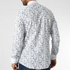 Acheter 💯 Chemise Manches Longues Floral M6601-4 Blanc Bleu de Mackten ❤️ -Promos Mackten Magasin mackten 343079 M6601 4 20221103T120548 04