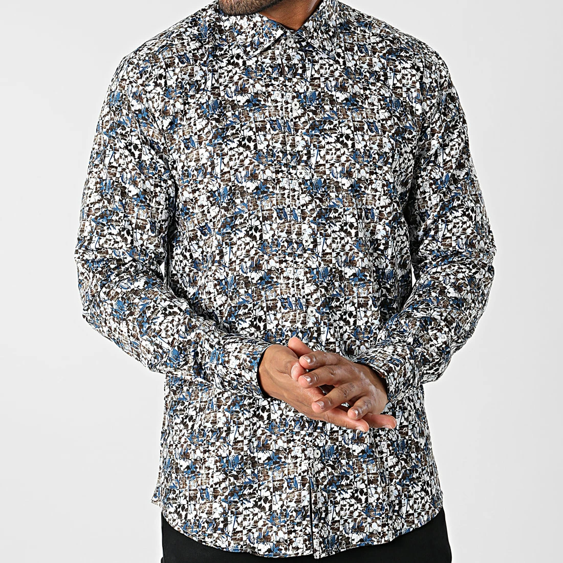 Tout neuf ✨ Chemise Manches Longues Floral M6601-3 Blanc Marron Bleu de Mackten 🔔 5 Tout neuf ✨ Chemise Manches Longues Floral M6601-3 Blanc Marron Bleu de Mackten 🔔 – Image 3