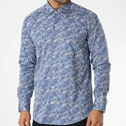 Meilleure vente 🌟 Chemise Manches Longues Floral M6601-1 Bleu Marine de Mackten ✔️