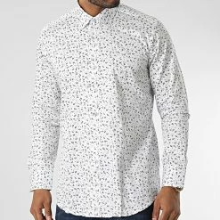 Sortie 🥰 Chemise Manches Longues Floral M6601-8 Blanc de Mackten 🧨