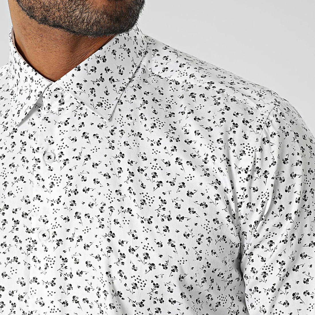 Sortie 🥰 Chemise Manches Longues Floral M6601-8 Blanc de Mackten 🧨 3 Sortie 🥰 Chemise Manches Longues Floral M6601-8 Blanc de Mackten 🧨 – Image 2