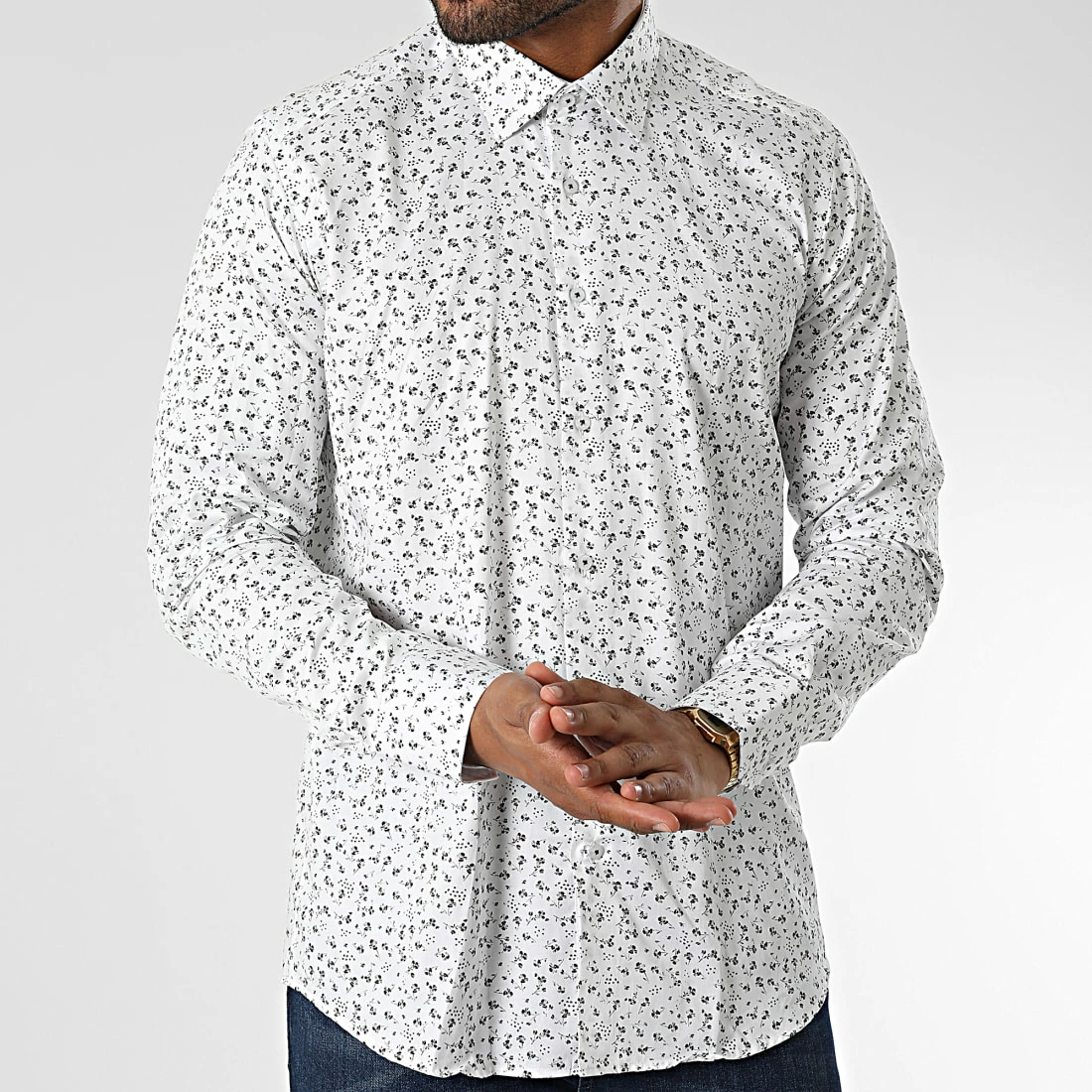 Sortie 🥰 Chemise Manches Longues Floral M6601-8 Blanc de Mackten 🧨 4 Sortie 🥰 Chemise Manches Longues Floral M6601-8 Blanc de Mackten 🧨 – Image 3