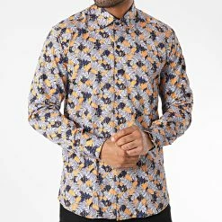 Coupon 🌟 Chemise Manches Longues Floral M6601-9 Bleu Orange de Mackten 🎉 -Promos Mackten Magasin mackten 343084 M6601 9 20221020T135454 03