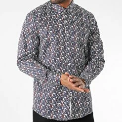 Meilleure affaire 🤩 Chemise Manches Longues Floral M6601-7 Bleu Blanc de Mackten 😉 -Promos Mackten Magasin mackten 343085 M6601 7 20221020T135746 03