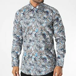 Grosses soldes ✔️ Chemise Manches Longues Floral M6601-6 Bleu de Mackten 🌟