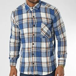 Grosses soldes 😉 Chemise Manches Longues A Carreaux Dessen20 Bleu Blanc de Mackten 👏