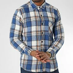 Grosses soldes 😉 Chemise Manches Longues A Carreaux Dessen20 Bleu Blanc de Mackten 👏 -Promos Mackten Magasin mackten 343089 DESSEN20 20221013T152838 03