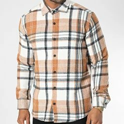 Budget 👏 Chemise Manches Longues A Carreaux Dessen12 Beige de Mackten 🤩