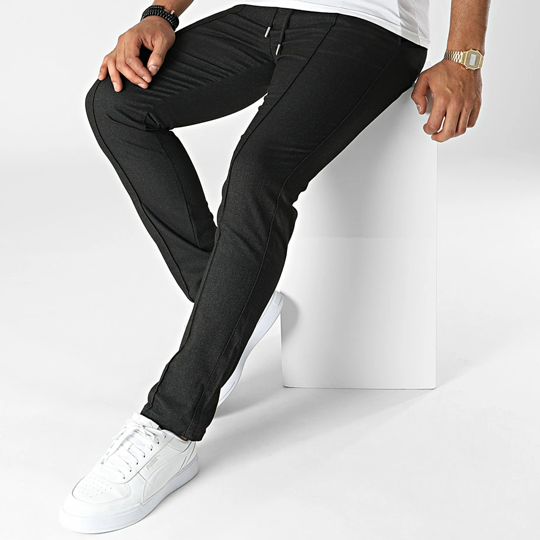 Meilleure affaire 💯 Pantalon Chino 401 Noir Chiné de Mackten 😀 5 Meilleure affaire 💯 Pantalon Chino 401 Noir Chiné de Mackten 😀 – Image 3